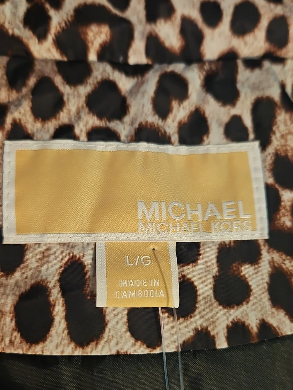 Michael Kors Leopard-Print Quilted Puffer Vest in Tan and Black